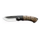 Couteau Pliant de Poche HERBERTZ - Lame Semi Brut Acier a Cran - Manche 12 cm Bois Japonais
