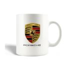 MANIACASE Mug en Céramique Voiture Porsche Logo Noir Jaune Et Rouge