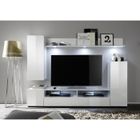 TRENDS INTERNATIONAL Ensemble meuble TV DOS - éclairage LED inclus - 3 Portes - Mélamine blanc mat et brillant - L208 x P33 x H165 cm