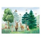 WALLARENA Papier Peint Intissé Panoramique Enfant Forêt Animaux 254x184 cm Tapisserie Photo Non Tissé Muraux Trompe l'oeil