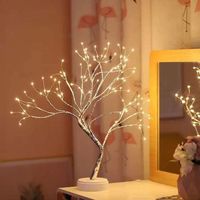 Bonsaï de table - 108 LED - Décoration de Noël - Fonctionne avec piles et USB - Arbre artificiel pour fête de mariage - Cadeau[563]