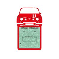 Simple porte vignette assurance R8 Renault Gordini sticker adhésif couleur rouge