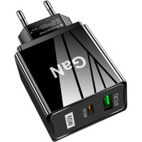 Chargeur Rapide QC3.0 65W GaN 2 Ports | Adaptateur Secteur GaN 65 W avec Accord de Charge Rapide,Pr de Chargeur USB adaptée à [1809]