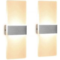 2 Pcs Applique LED Intérieur 12W Applique Murale Acrylique Eclairage Moderne pour Salon Chambre Escalier Couloir | Blanc chaud LBQ87