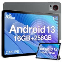 Tablette Tactile DOOGEE T30S Tablette 11 Pouces 2.4K Android 13 16Go+256Go SD 1To Batterie 8580mAh-10W 13+8MP-TÜV SÜD - Gris