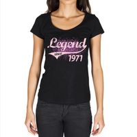 Femme Tee-Shirt Une Légende Depuis 1971 – Legend Since 1971 – 52 Ans T-Shirt Cadeau 52e Anniversaire Vintage Année 1971 Noir