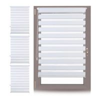 4 x Doppelrollo Klemmfix ohne bohren, Seitenzugrollo mit Streifen, Duo-Rollo für Fenster, Stoff 86x156 cm, weiß