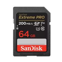 Carte Mémoire SDXC SANDISK Extreme Pro 64Go SDHC/SDXC 200MB/S 90MB/S UHS-I