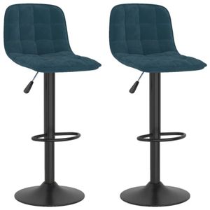 Lot 2 tabourets de bar tissu bleu foncé hauteur 75 cm avec dossier repose- pieds cadre en métal chaises de comptoir sièges hauts cuisine bistrot îlot