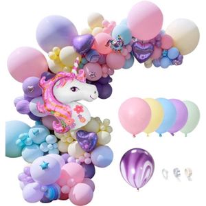 Décorations de fête d'anniversaire tête de licorne arc-en-ciel, ballons en  aluminium pour enfants, fournitures de fête de ballon licorne à l'hélium,  décor de fête prénatale de mariage (violet) 