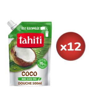 GEL - CRÈME DOUCHE Lot de 12 Eco recharges Gel douche Tahiti Coco - 500ml