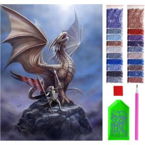 KIT MOSAÏQUE Diamond Painting Kit Complet - Fier dragon au sommet de la montagne - 30x40 cm – 5D Broderie Diamant, Peinture Diamant.[Z2064]