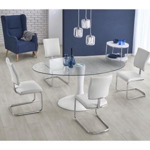 Table A Manger En Verre Ovale Achat Vente Pas Cher