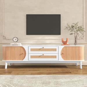 MEUBLE TV Meuble TV-meuble TV mixte en bois naturel avec por