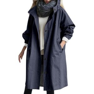 Imperméable - Trench Coupe Vent Femme Impermeable, Veste Femme Imperméable Mi-Longue-Manteau Femme Hiver Grande Sport Printemps Automne Vestes  Marine