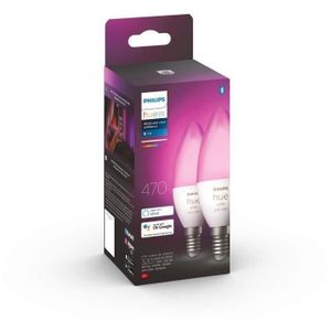 AMPOULE INTELLIGENTE PHILIPS Hue White & Color Ambiance - Ampoule LED connectée flamme E14 - 5,5W - Compatible Bluetooth - Pack de 2