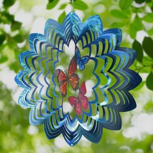 CARILLON À VENT SUNJULY Moulins à vent pour jardin, 3D en acier inoxydable en forme de papillon à suspene, grand carillon à vent en métal à susp133