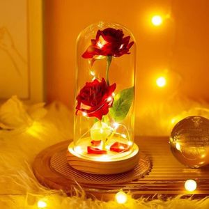 FLEUR ARTIFICIELLE HX01597-Light Up Rose Glass Decor Saint Valentin f