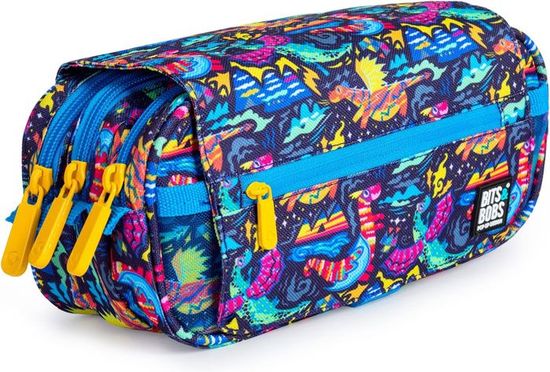 Trousse Scolaire Triple Compartiments Avec Fermetures Individuelles - 22x11x9 Cm, Polyester