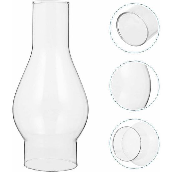 Abat-jour Vintage Givré Pour Lampe à Huile - Verre, 25x7.5x5 Cm, Style Rétro, Décoration Intérieur Et Extérieur