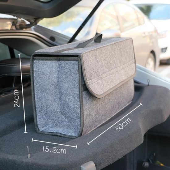 Organisateur Coffre Voiture Naapesi - Boîte Pliante Gris Feutre - 50x24x16cm - Antidérapant - Multifonction