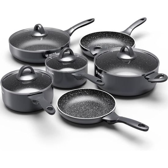 Nutrichef Set de 10 Moules Mini‑tartes 10 cm – Antiadhésifs, Base Amovible, Acier Haute Résistance, Lave‑Vaisselle, 200 Caissettes, Noir