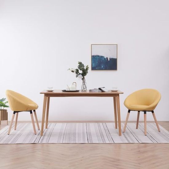 2 x Chaises de salle à manger Professionnel - Chaise de cuisine Chaise Scandinave - Jaune Tissu &7600