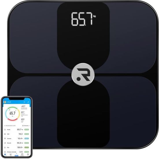 REWARDHSU Pèse Personne Impédancemètre, Balance Pèse-Personne Bluetooth, Pour IOS et Android, Bleu