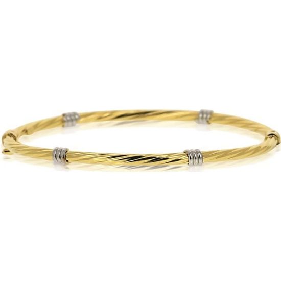 Bracelet Rigide Jonc Deux Ors Argent Et Or Entrelacés Vintage - Modèle 1817 - Occasion Parfait état