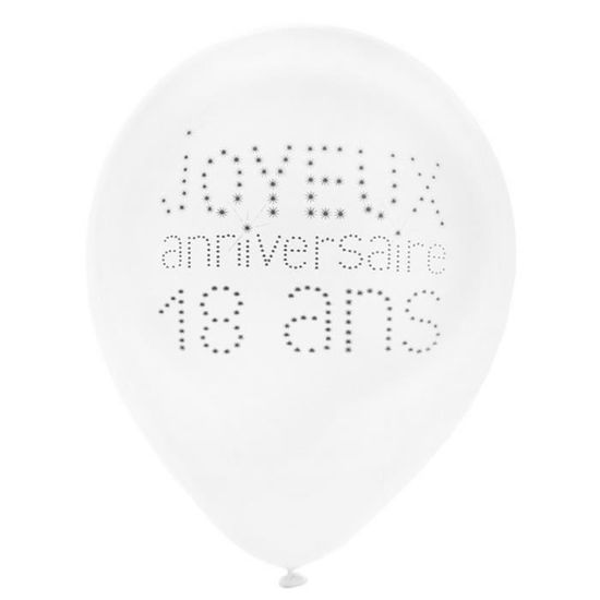 Ballon Joyeux Anniversaire Blanc 18 Ans X 8 Achat Vente Ballon Decoratif Cdiscount