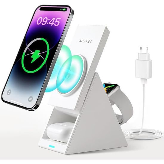 Chargeur MagSafe 15W 2m - Charge Rapide Sans Fil Pour IPhone 17/16/15/14/13/12...