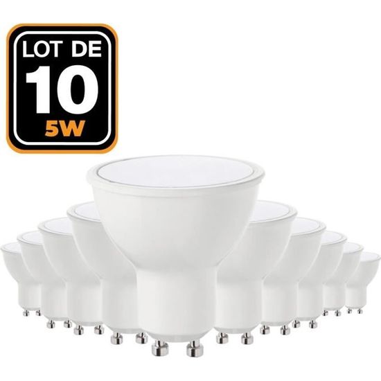 10 Ampoules GU10 5W eq. 40W Blanc Froid 6000K Haute Luminosité Cdiscount Maison
