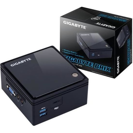 GIGABYTE Ordinateur de bureau BRIX GB-BACE-3160 - Celeron J3160 - Ultra-compact - Carte Graphique Intel HD Graphics 400Réseau