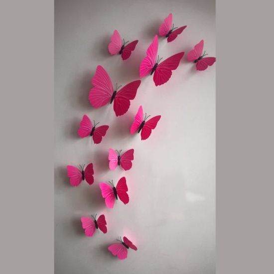 Pack De 12 Autocollants Papillons 3D - Décoration Murale Chambre Enfant, Salon, Maison