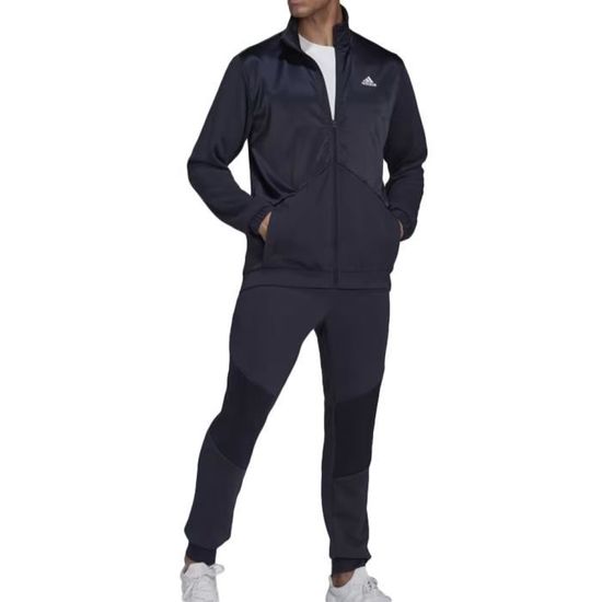 Surv??tement Homme Adidas Satin - Marine - Coupe Standard - Poches Zipp?�es - Taille ??lastique 