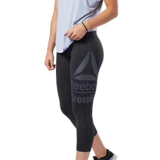 Legging de Running Reebok RC Lux 3/4 pour Femme - Noir Respirant - Parfait pour le CrossFit