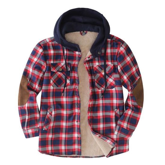 Chemise a Carreaux Rembourree avec Doublure en Fausse Fourrure pour Hommes Rouge Rouge Cdiscount Pret a Porter