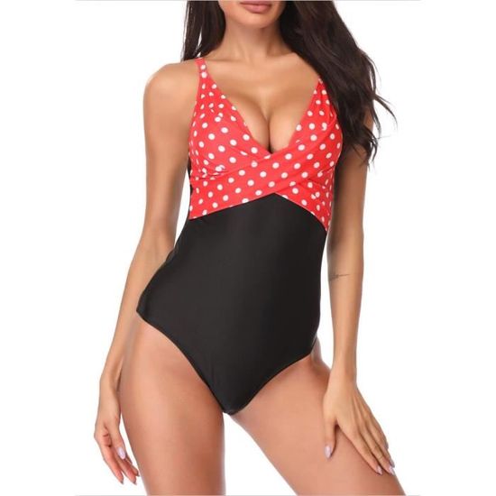 Maillot De Bain Une Pièce Femme - Taille Haute - Dos Cravate - Gainant - Pour Plage, Piscine