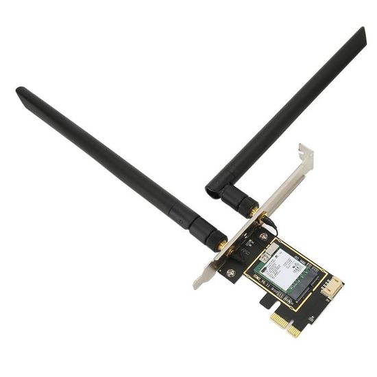SALUTUYA Carte PCIE WiFi 6E Carte WiFi 6E PCIE AX210NGW avec 2 antennes, 5374Mbps, 2.4GHz, 5GHz