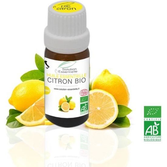 Huile Essentielle BIO de Citron 10 ml. Huile chémotypée ABLabel, Ecocert Bio 100 % Pure et Naturelle ENTREPRISE FRANCAISE