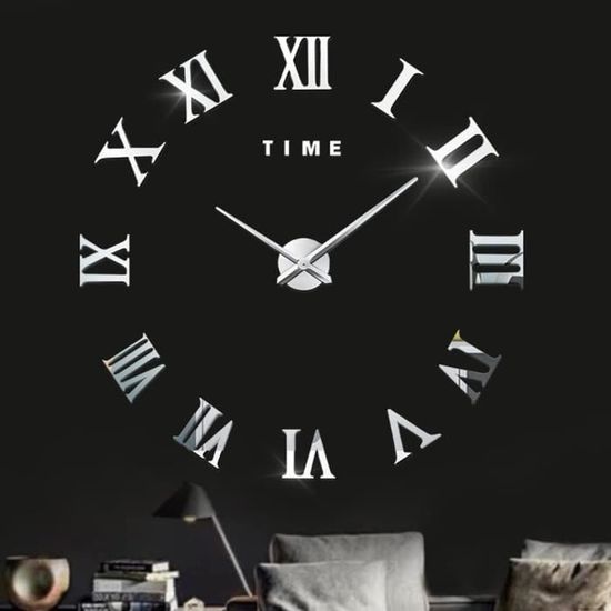 Grande Horloge Murale 3D Moderne Muet Diy - Horloge Murale À Coller