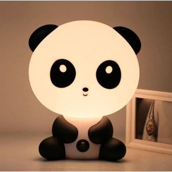 WF26892-Veilleuse Lampe de Nuit Chevet Table Lumière Douce Blanc Chaud Déco Cadeau Style Panda pour Chambre Enfant Bébé