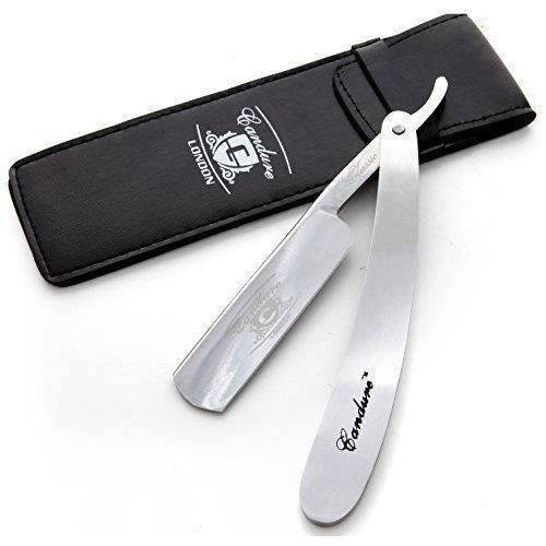 Rasoir Droit de Barbier Classique en Acier Inoxydable + Pochette - Acier-35
