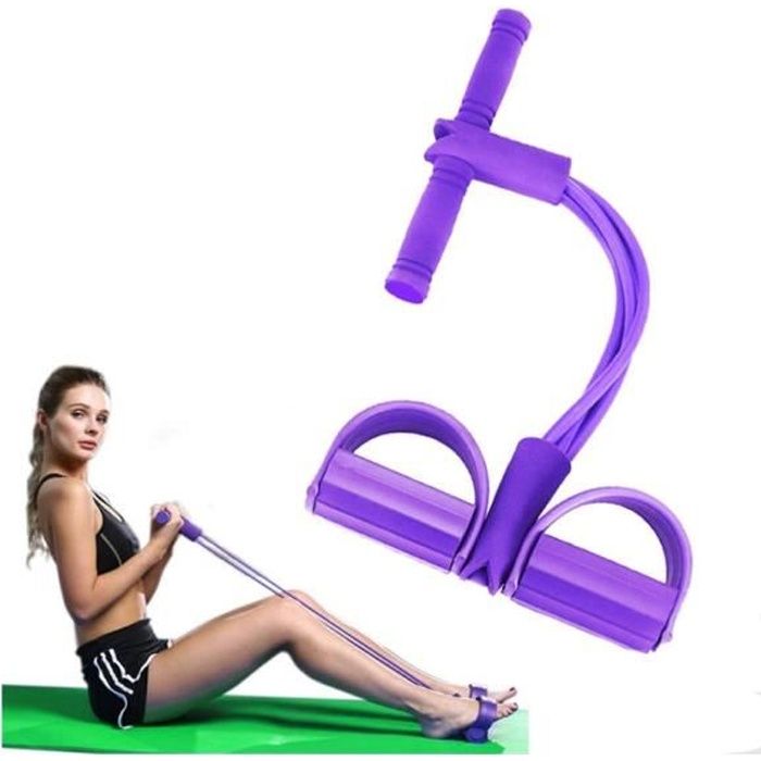 Bande De Résistance, Rameur Elastique à Abdominaux avec Repose-Pieds Exercice de Fitness et Yoga, Appareils Musculation Jambe Bras