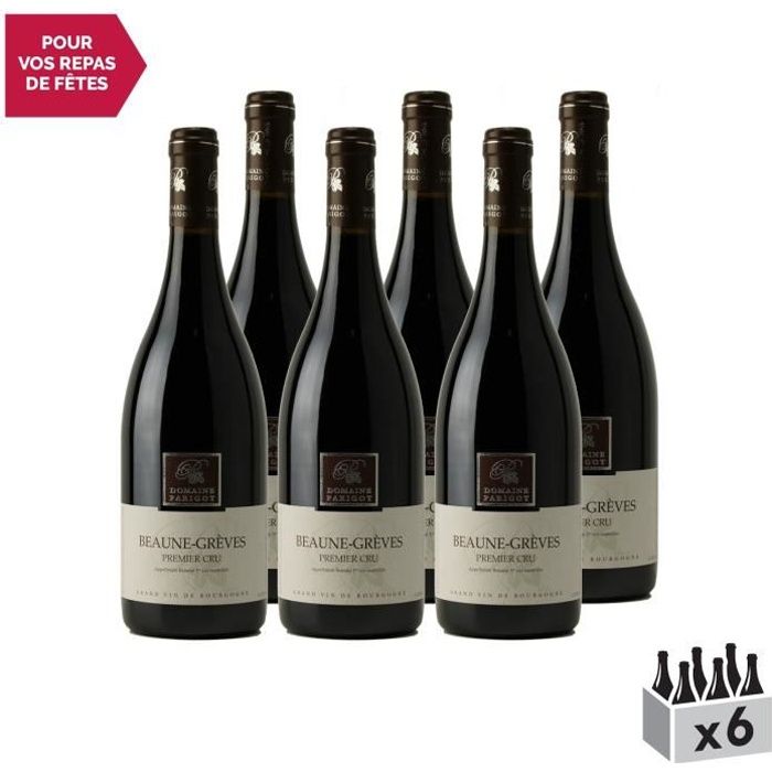 Beaune premier cru Les Grèves Rouge 2017 - Lot de 6x75cl - Domaine Parigot Père et Fils - Vin AOC Rouge de Bourgogne - Cépage Pinot
