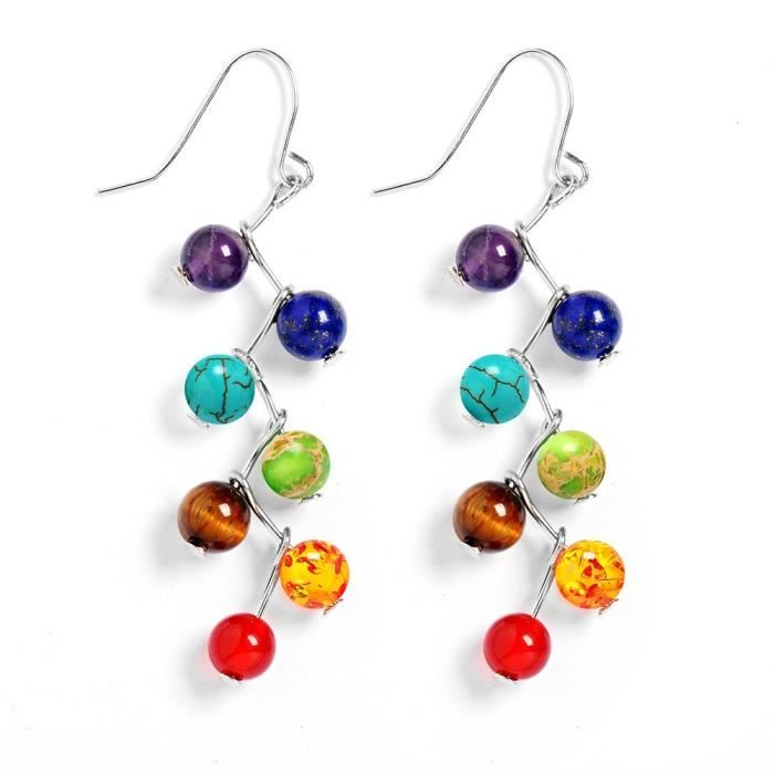 Boucles D'Oreilles - Guérison 7 Chakras - Multicolore