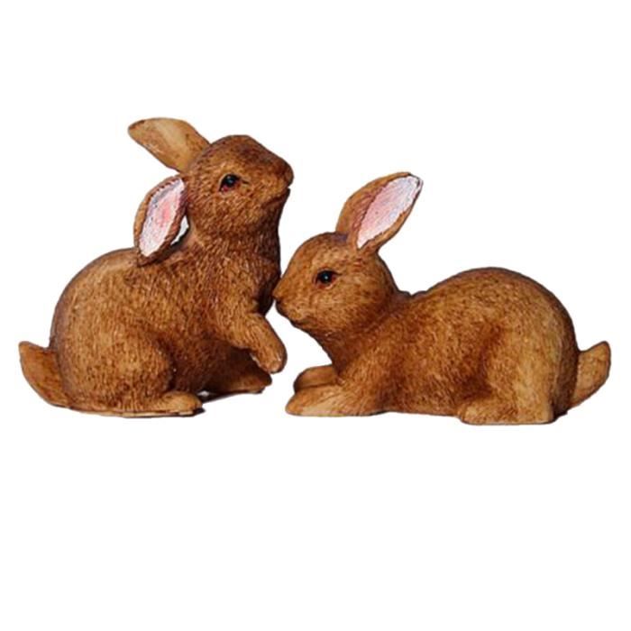 2pcs mini lapins kits d'animaux en résine pour paysage extérieur décoration de plantes de jardin de fées STATUE - STATUETTE