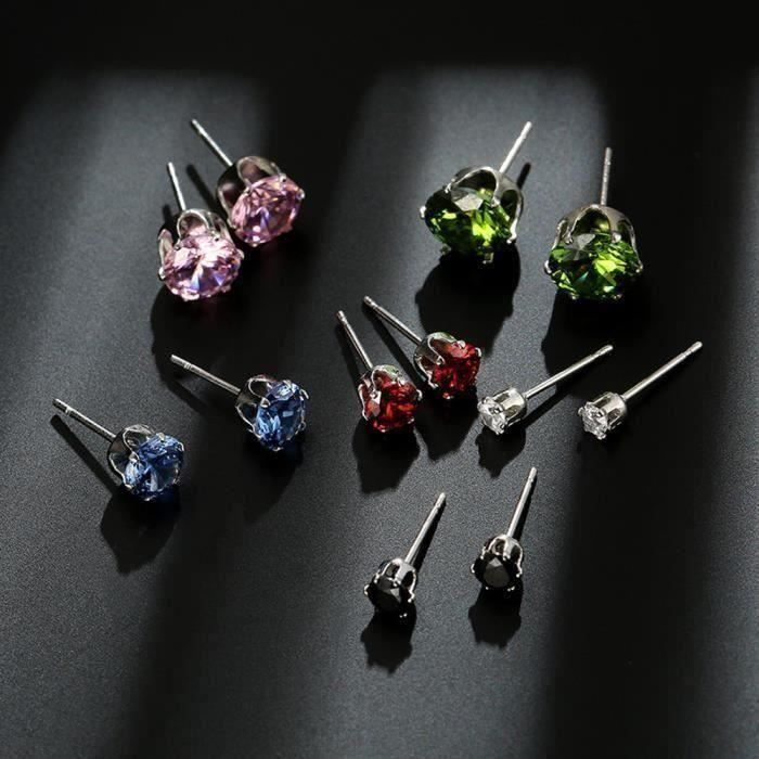 MOD Boucles d'oreilles de mode avec strass cristal oreille Stud Elements 6 paires colorés cadeau_CXX2169