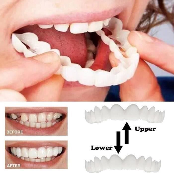 XY 1 Paire Dents de Dentier Haut Dents Cosmétique Confort Dents Flexibles Prothèses Dentaires Kit Faux Dent Acc.... - XYERU0220A3260