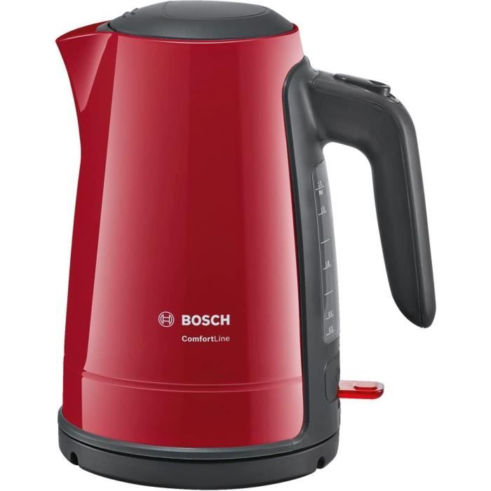 Bosch TWK6A014 Bouilloire Comfort Line, Arrêt Automatique à Vapeur 2400 W, 1,7 L Rouge/Anthracite